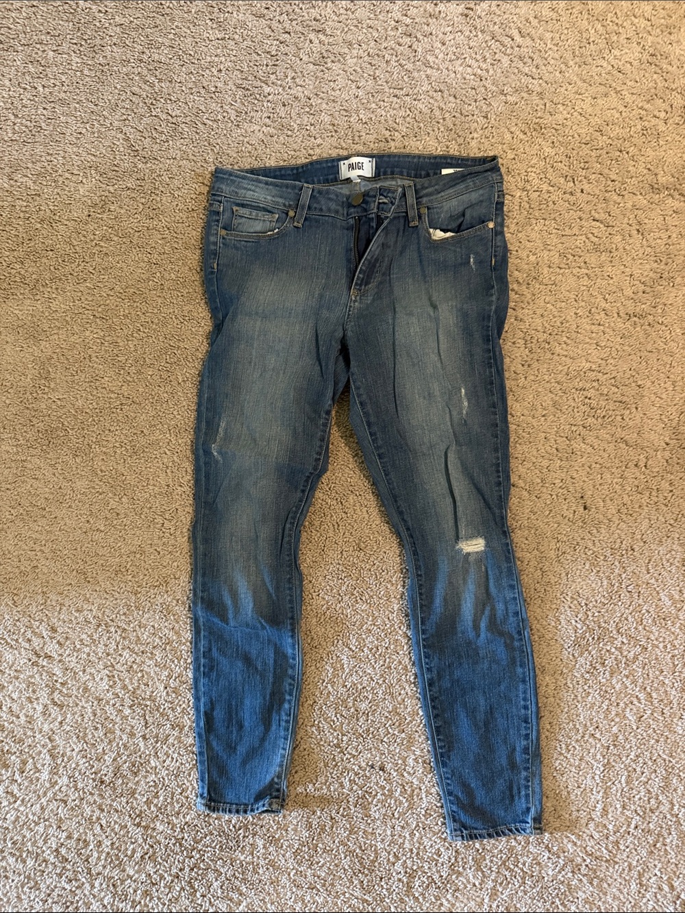 PAIGE Dark Blue Skinny Jeans with Light Whiskering